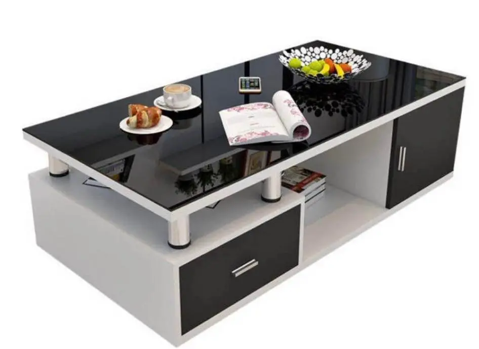 Modern Black & White Coffee Table with Storage