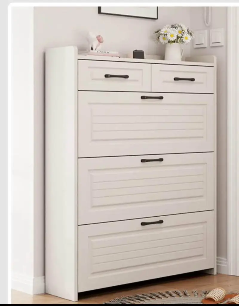 Slim Shoe Cabinet with 2 Drawers
